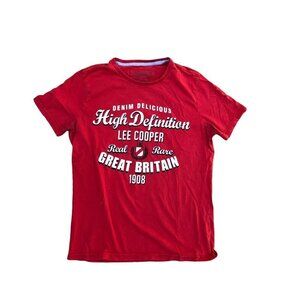 LEE COOPER Great Britain T Shirt Men's MEDIUM Denim Delicious Red Short …​​
